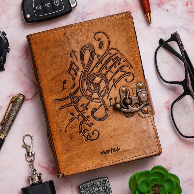 Diary Corporate Gift | Premium Handmade Genuine Leather Journal | Antique Lock Closure | 200 Brown Unruled Pages
