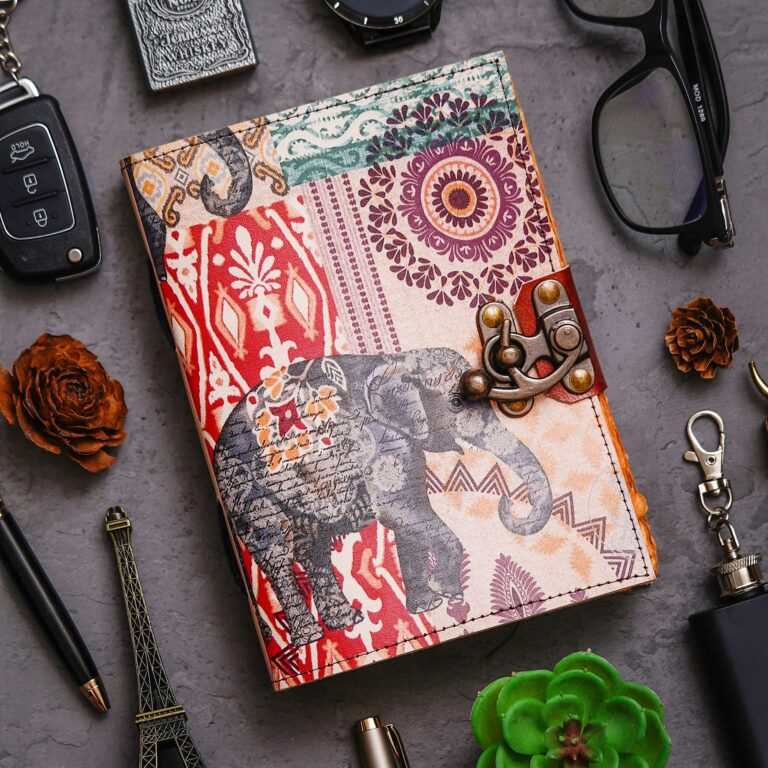 Diary Without Dates | Vintage Handmade Genuine Leather Journal | Antique Lock Closure | 200 Brown Unruled Pages