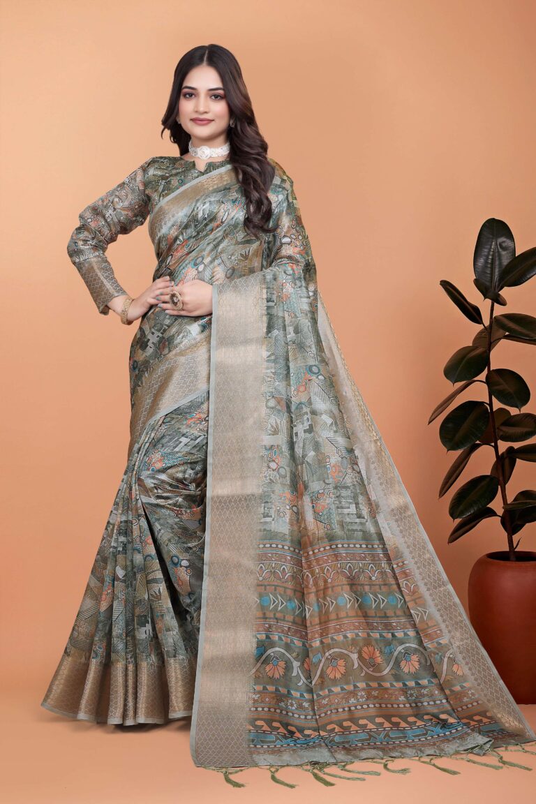 Home 59 Elegant Silk Sarees for Wedding – Premium Multicolor Soft Silk with Ethnic Digital Print & Zari Border