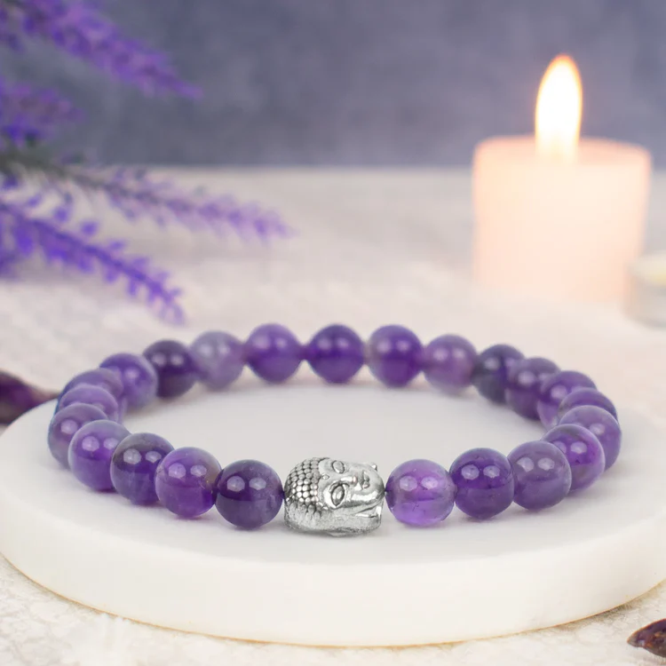 Home 39 Amethyst Bracelet – Natural Amethyst Crystal Bracelet for Peace & Positive Energy