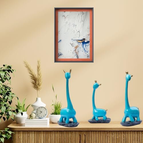 Blue Giraffe Poly Resin Decorative Statues (Set of 3 Pcs) – Modern Home Décor Showpiece with Gold Accents, Artistic Animal Figurines for Living Room, Office, Gifts (Giraffe) - Image 5