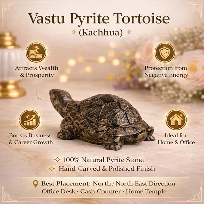Home 29 Pyrite Tortoise – Natural Crystal Tortoise for Prosperity, Positivity & Home Décor