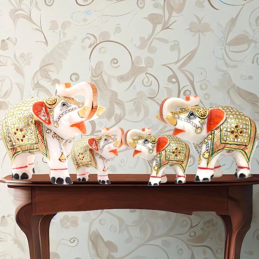 White Marble Elephant Statue